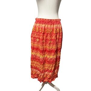Southern Lady Rayon Maxi Skirt – Red/Yellow Boho Print – Size 16